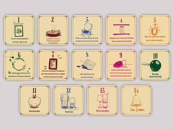 "Pub Manifesto" coasters. Made in collaboration, stating the 14 things every good pub should have.